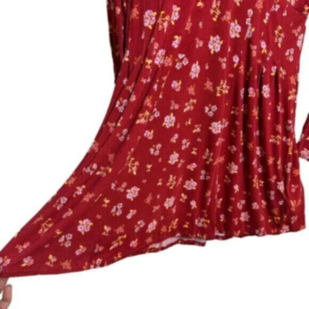 NWT Free People | Red Pop Combo Good Days Floral Print Mini Dress Size Large - Picture 6 of 12